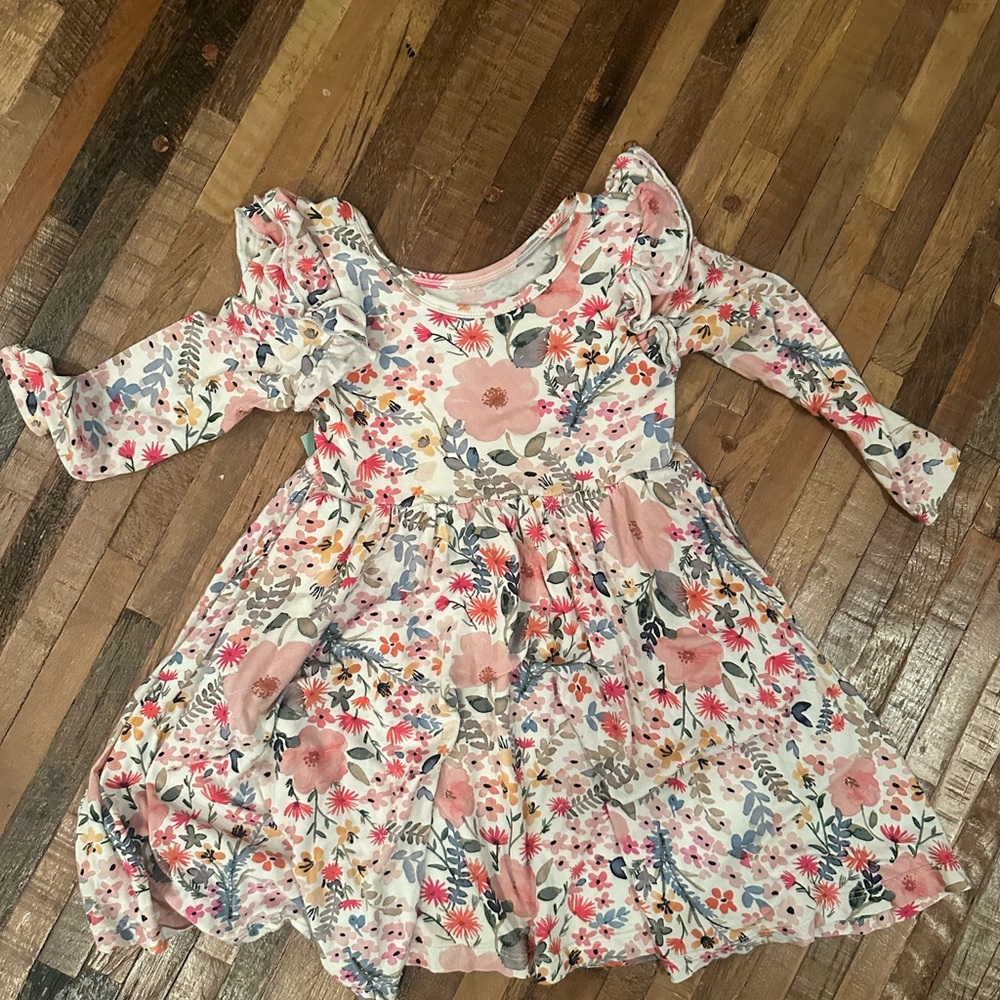 Little Sleepies Pink and Cream Floral Dress